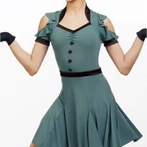 WEISSMAN Dance Costume sage green leotard dress It Don’t Mean A Thing 10215 LC